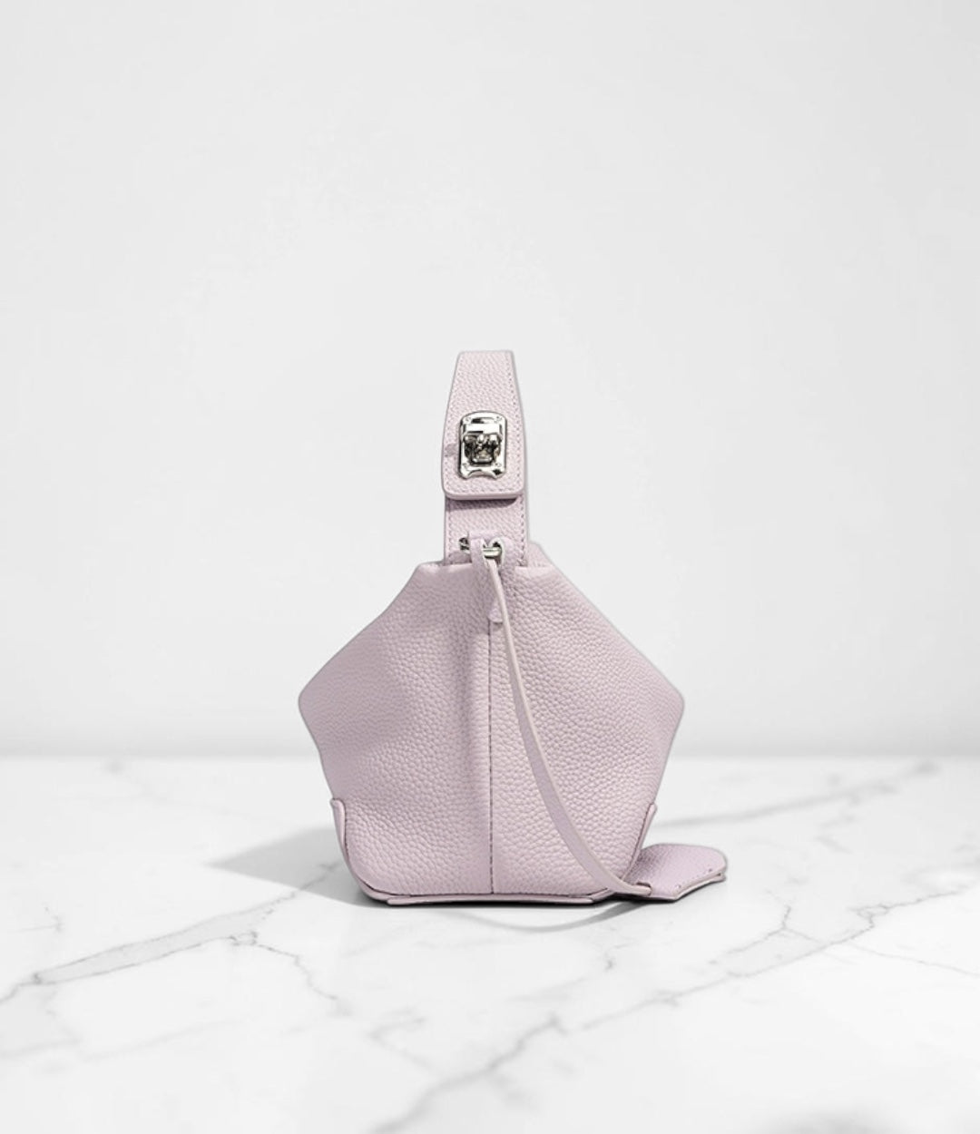 本革ナチュラルクリーブバッグ / S.PINK /側面 | 2種類のショルダー付きで使い分けできる上品バッグ | LUVILIA ルビリア