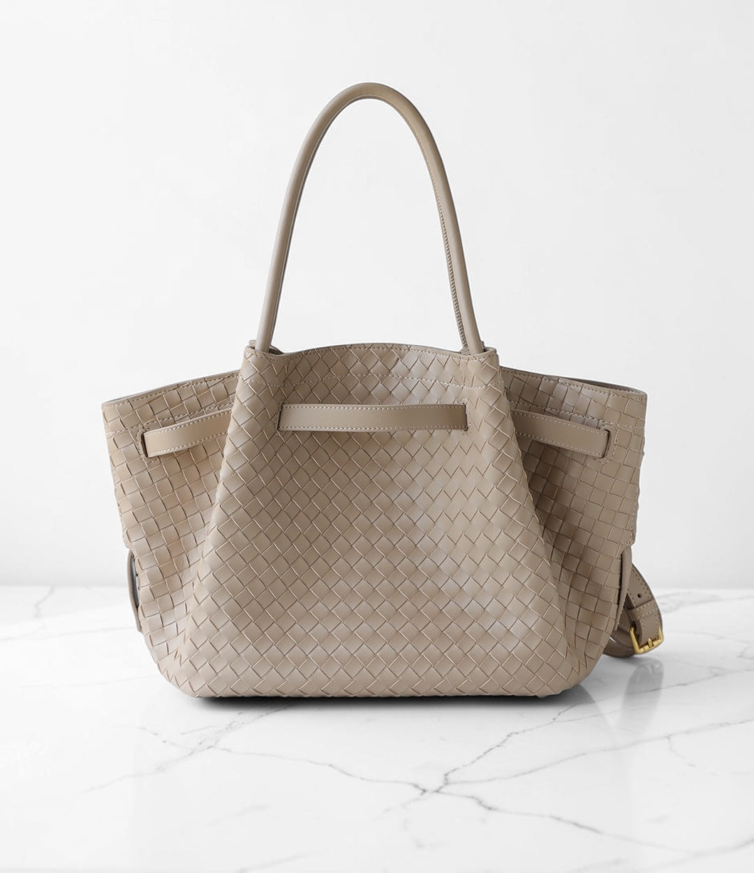 牛革編み込みFBバッグ BEIGE / 上品に持てる2WAY本革トートバッグ