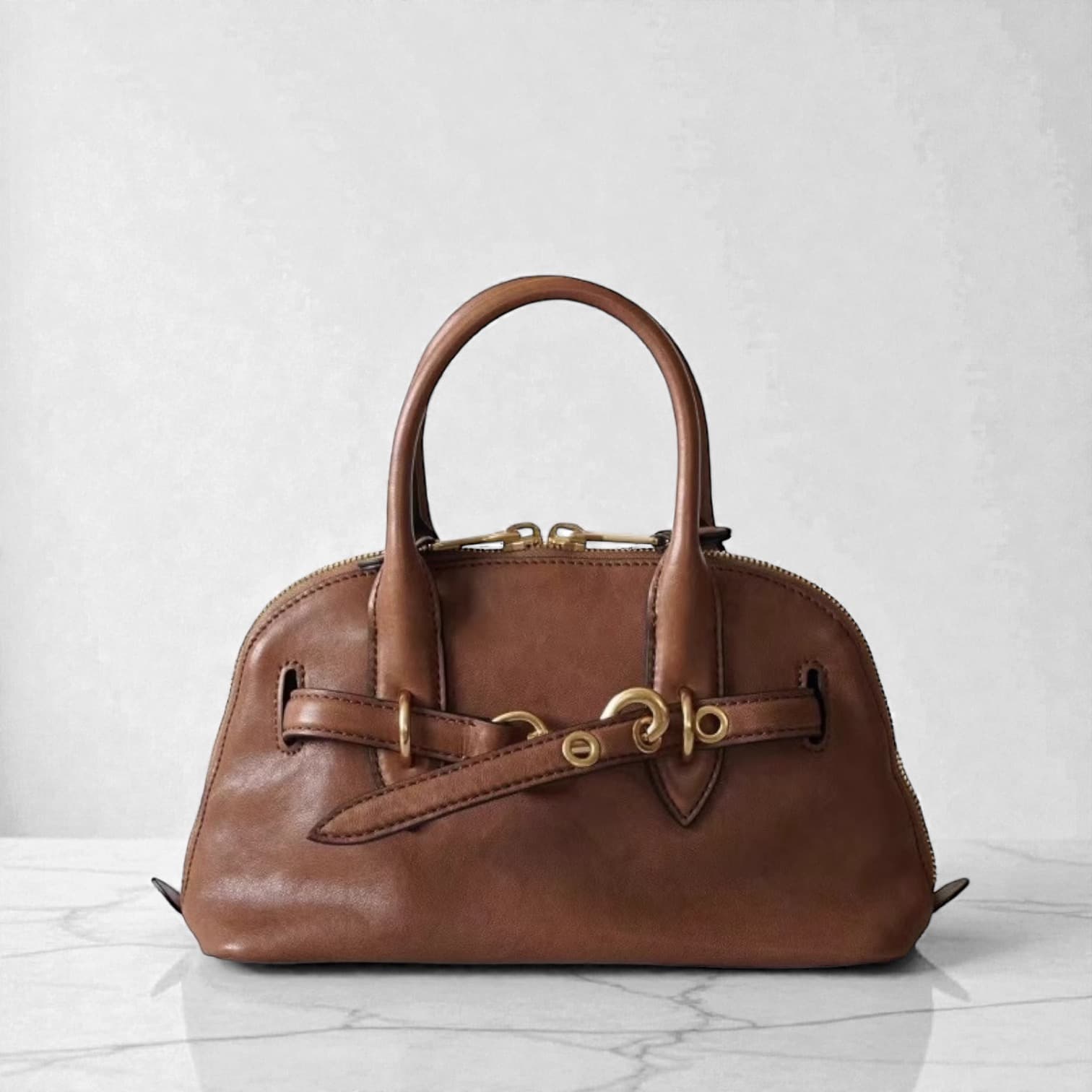 588 牛革クラシックボウリングバッグ