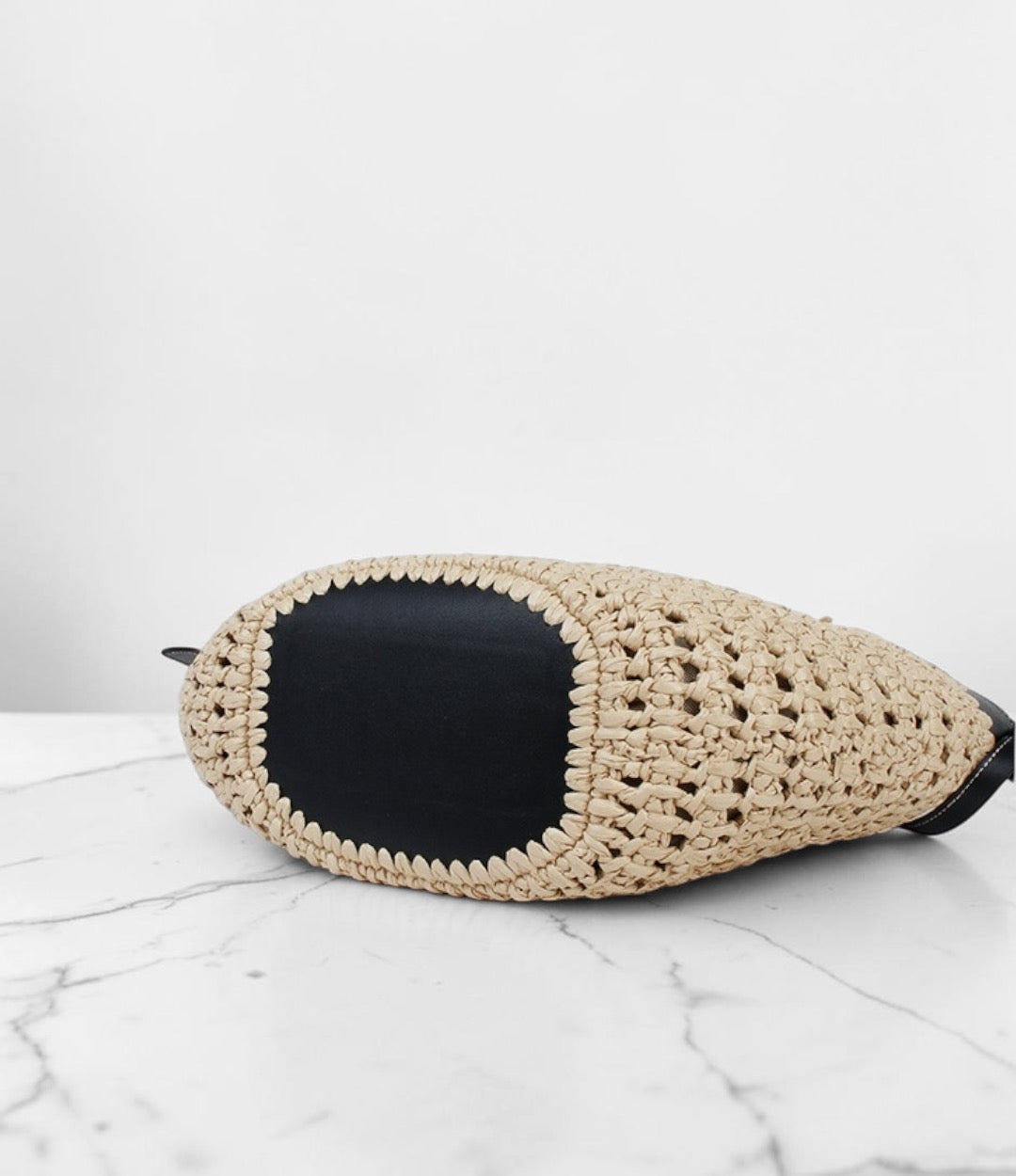 595本革HB切り替えカゴバッグ ブラック 上品な牛革コンビが映える大人のカゴバッグ　ルビリア