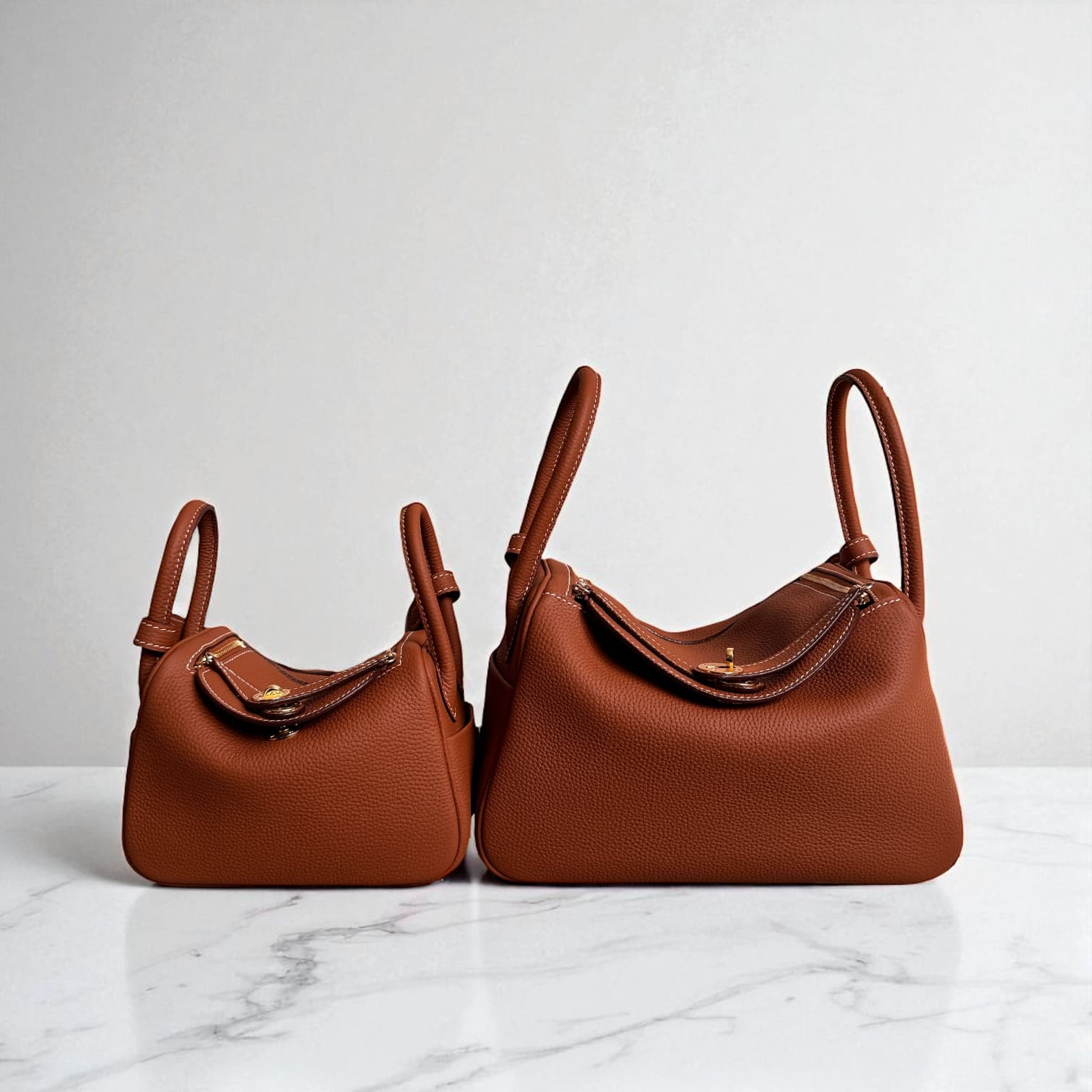 212 本革RDバッグ/S&Mサイズ ブラウン / 高級感を演出するゴールド金具