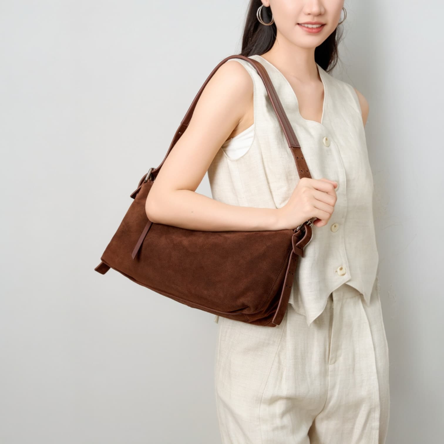 牛革　スエード　バッグ 牛革】スエード2wayショルダーバッグ（ショルダーバッグ