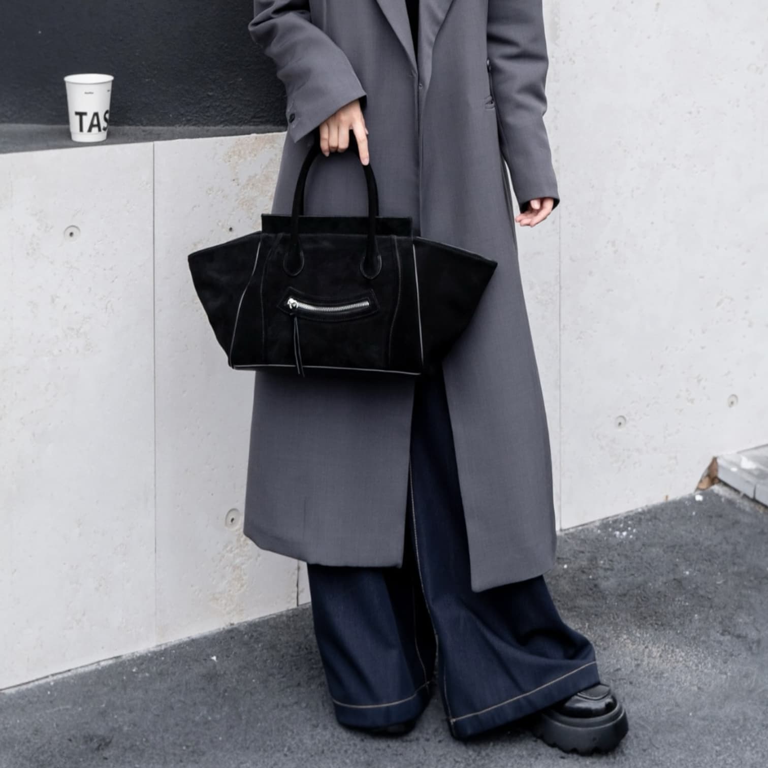 521 本革スウェードRGバッグ M ブラック｜A4対応×上質スウェード　ルビリア