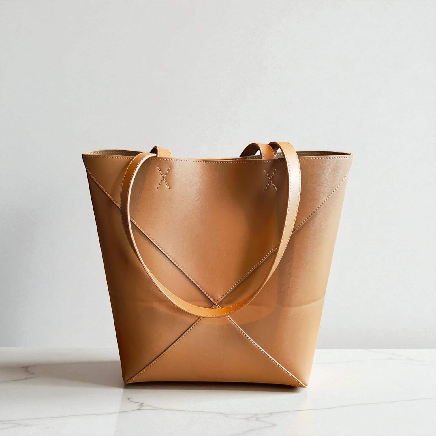 412 本革パズルトートバッグM ブラウン 軽量A4対応トート　通勤バッグ　ルビリア