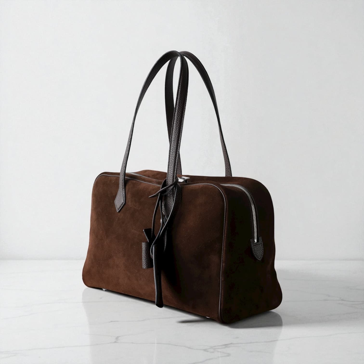 527 本革スウェードLHボストンバッグ ブラウン 南京錠付き A4対応 通勤用　小旅行バッグ　ルビリア