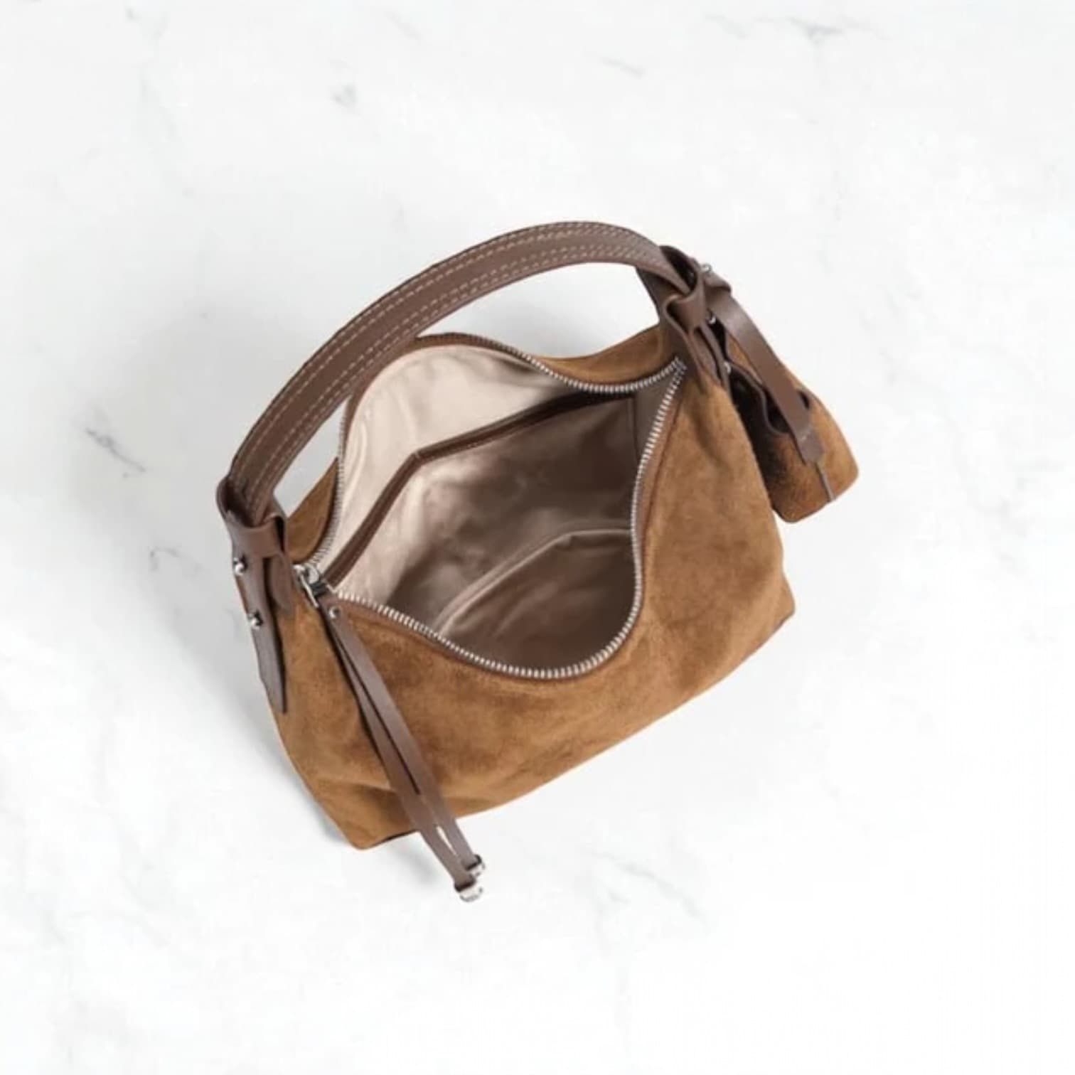 489 本革スウェードHMバッグ ブラウン / 2WAY仕様 ミニバッグ付き　ルビリア