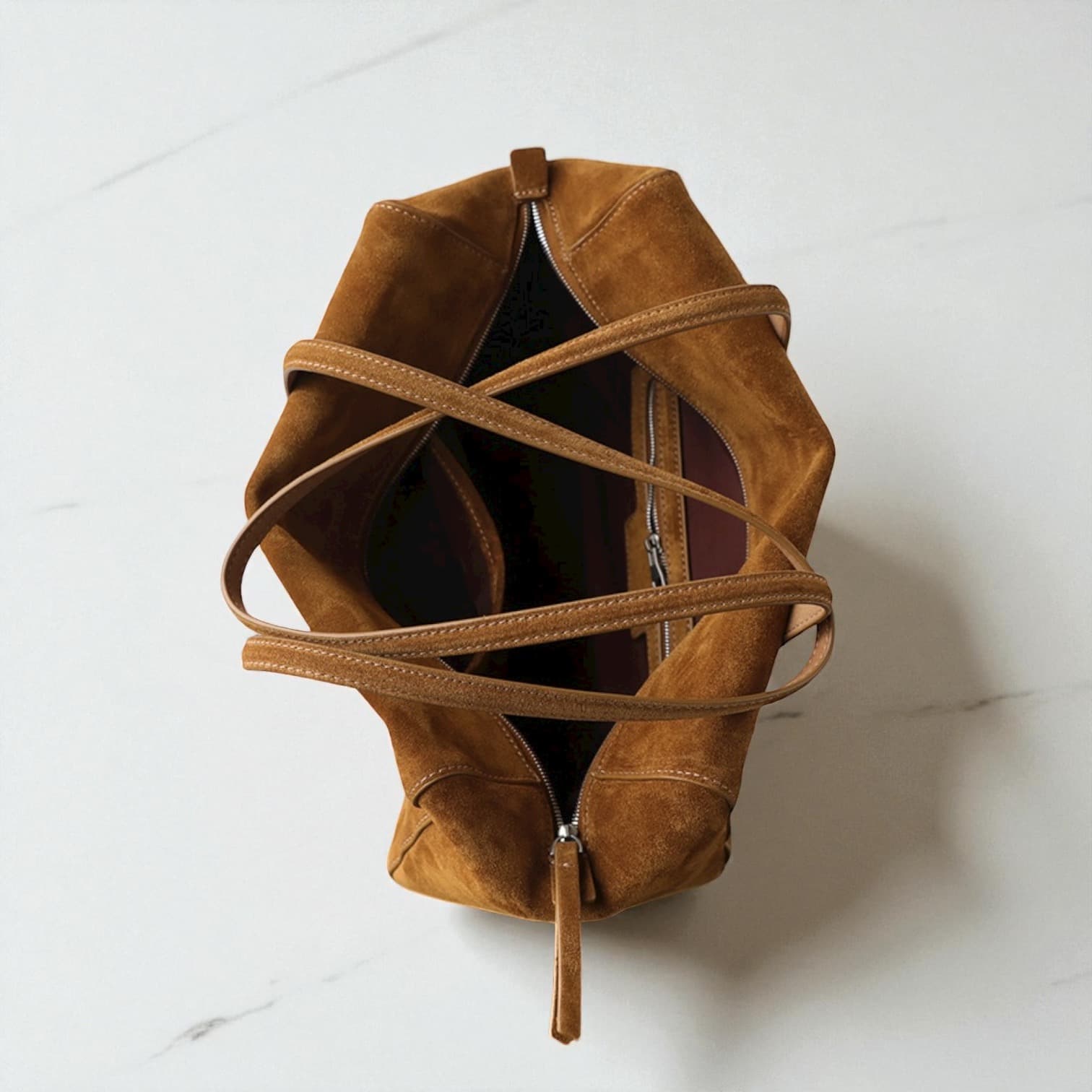 528 牛革スウェードソフトボストンバッグ