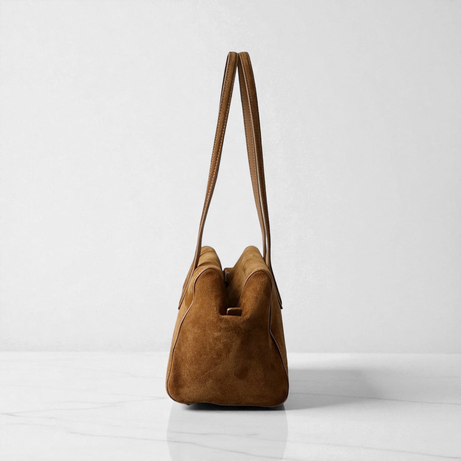 528 牛革スウェードソフトボストンバッグ