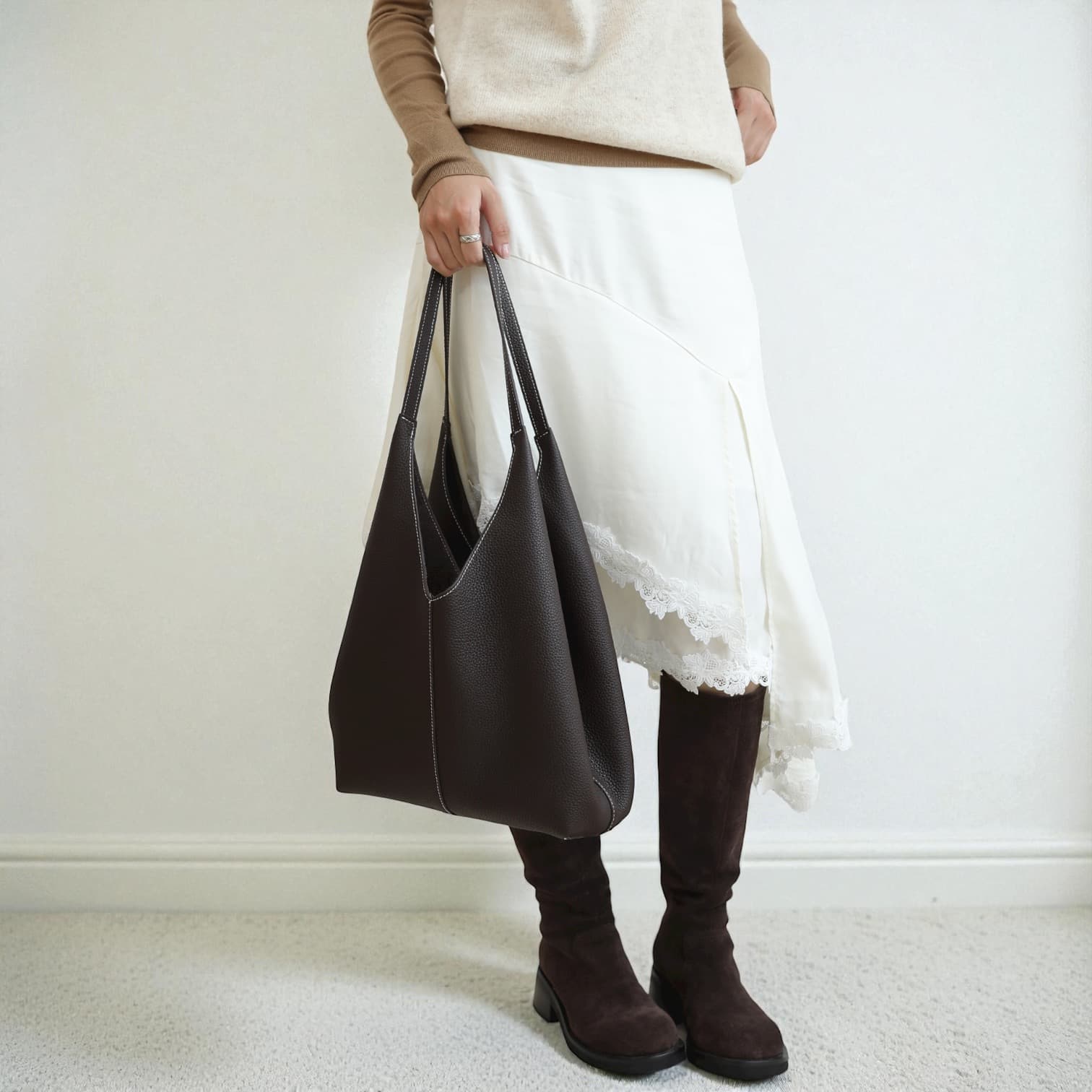 504 本革ショッパートートバッグ Mサイズ /ブラック – 通勤にも使える上質トート ルビリア