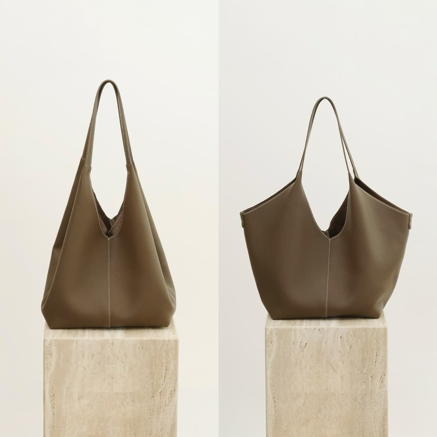 504 本革ショッパートートバッグ Mサイズ /ベージュ – 通勤にも使える上質トート ルビリア