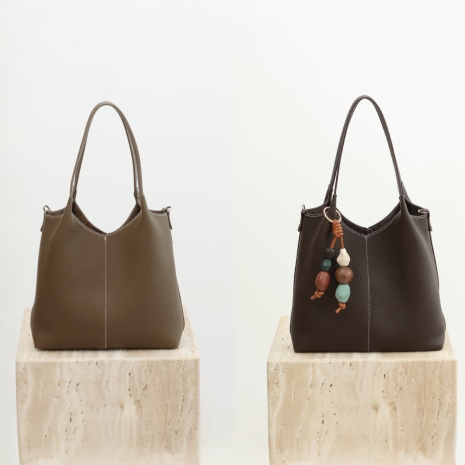 504 本革ショッパートートバッグ Mサイズ /ベージュ　モカ – 通勤にも使える上質トート ルビリア