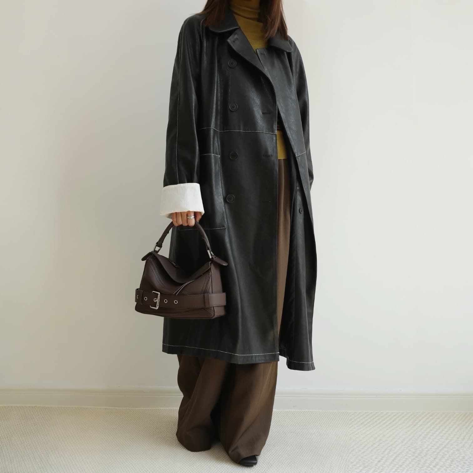 522 本革RBパズルバッグ モカブラウン / フロントベルト付き ショルダーバッグ　ルビリア