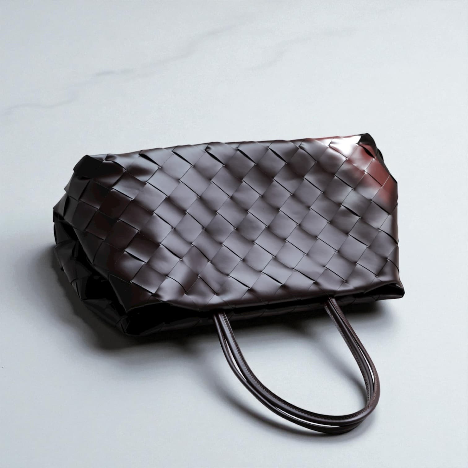 lv523 本革編み込みトートバッグ ブラウン 通勤バッグ・A4対応 上品デザイン　ルビリア