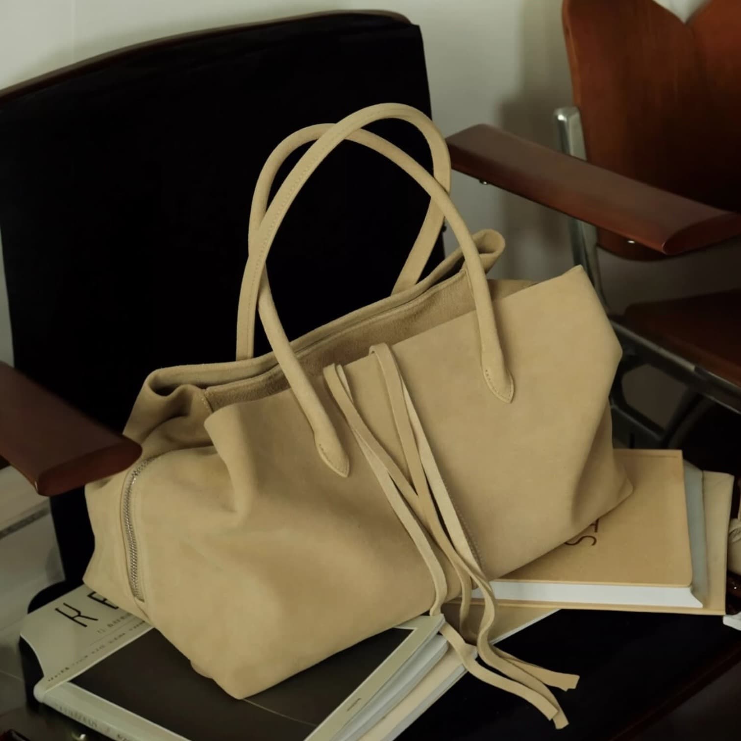 531 本革BLNトートバッグ　ベージュ｜A4対応大容量トート　ルビリア