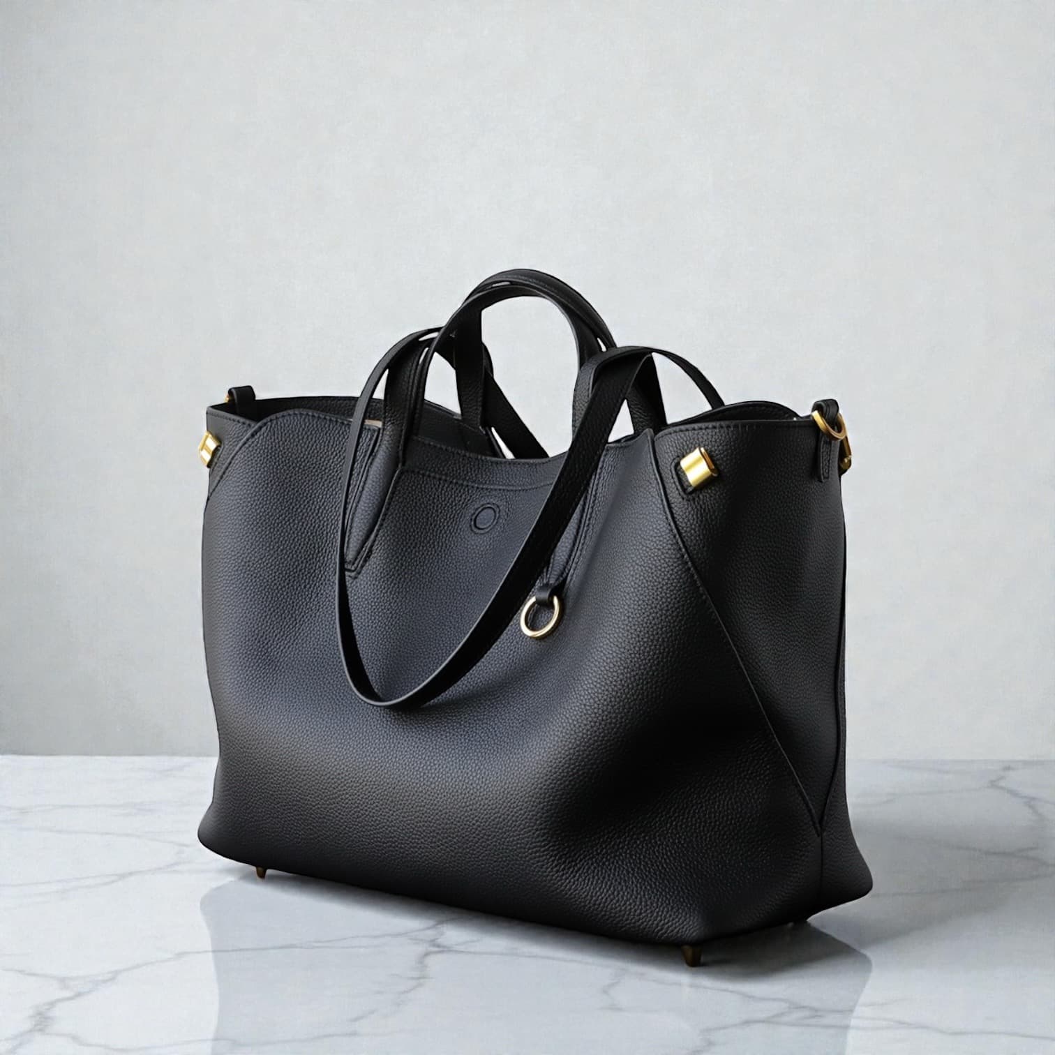 541 本革TFハンドルバッグ / Lサイズ　ブラック A4収納可 スマホポケット付き　ルビリア