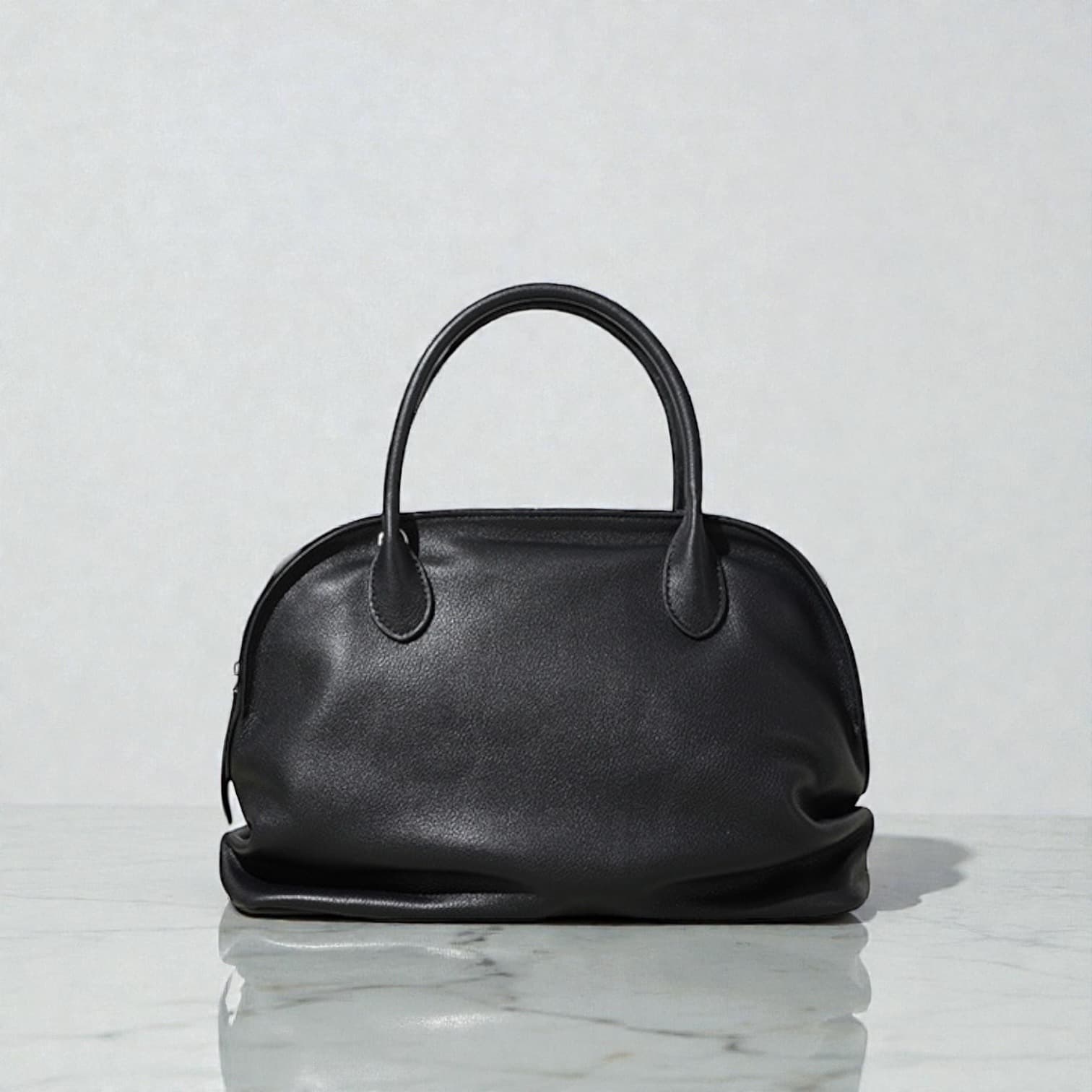 466 本革RZナチュラルバッグ ブラック A4対応 通勤バッグ　ルビリア