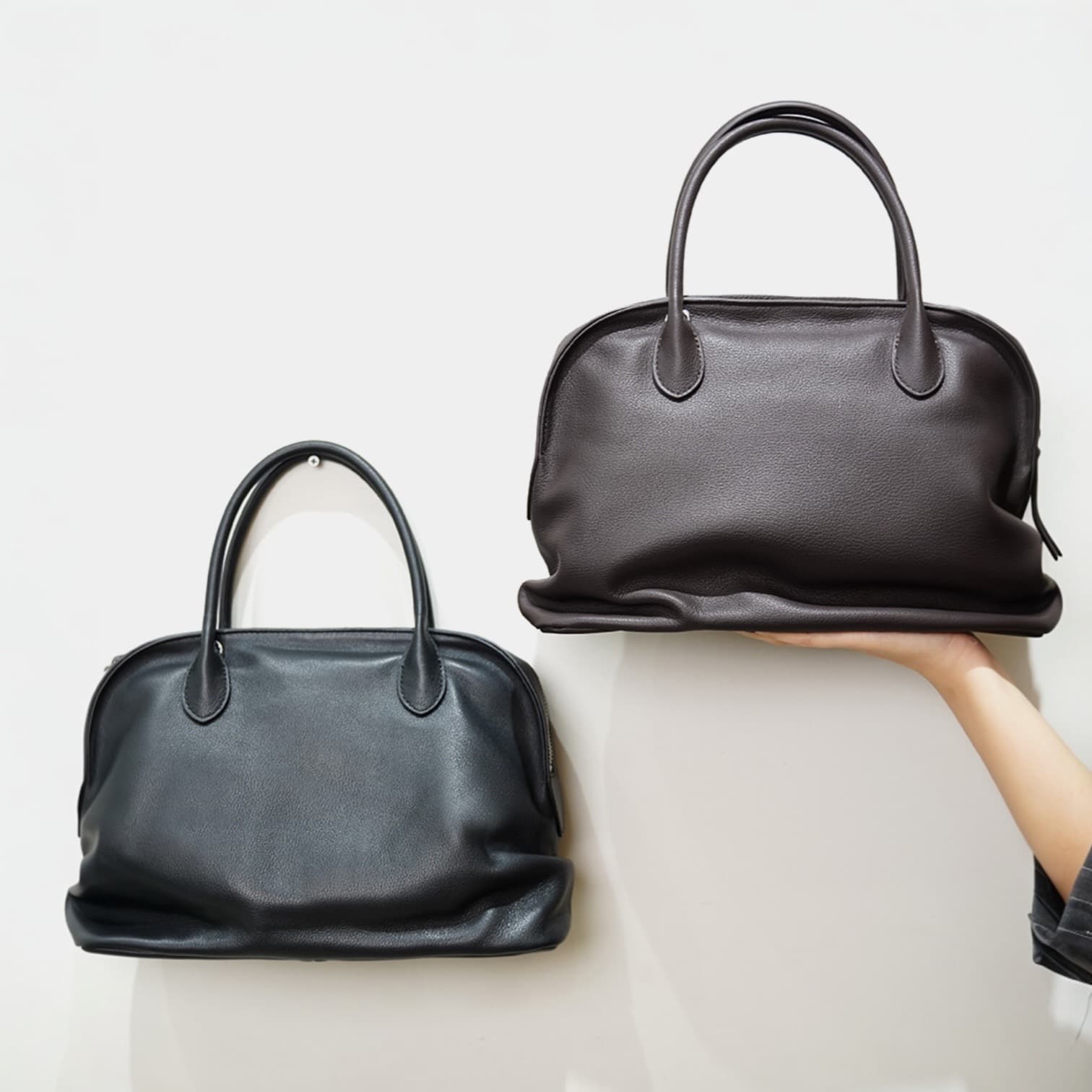 466 本革RZナチュラルバッグ ブラック　ブラウン A4対応 通勤バッグ　ルビリア