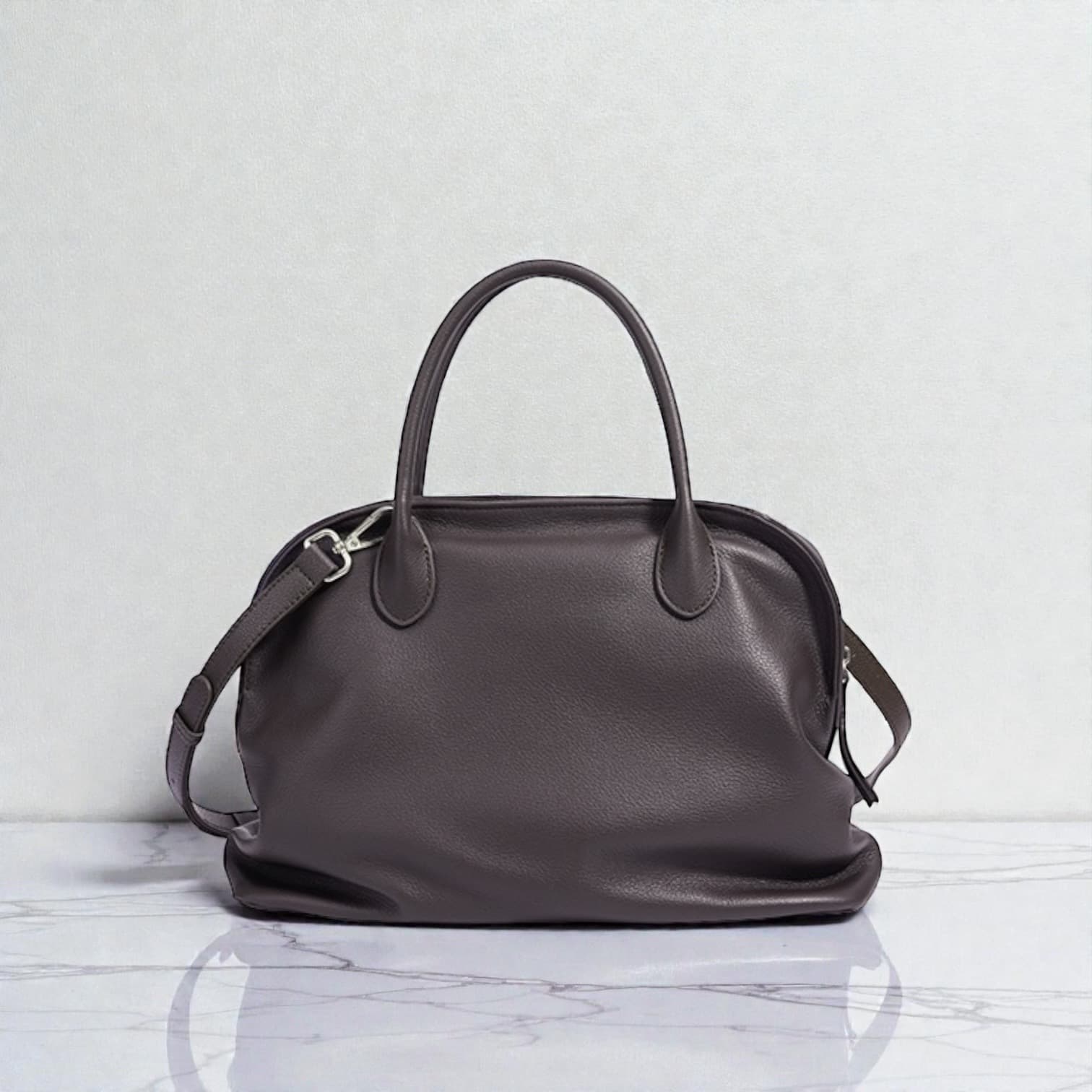 466 本革RZナチュラルバッグ ブラウン A4対応 通勤バッグ　ルビリア