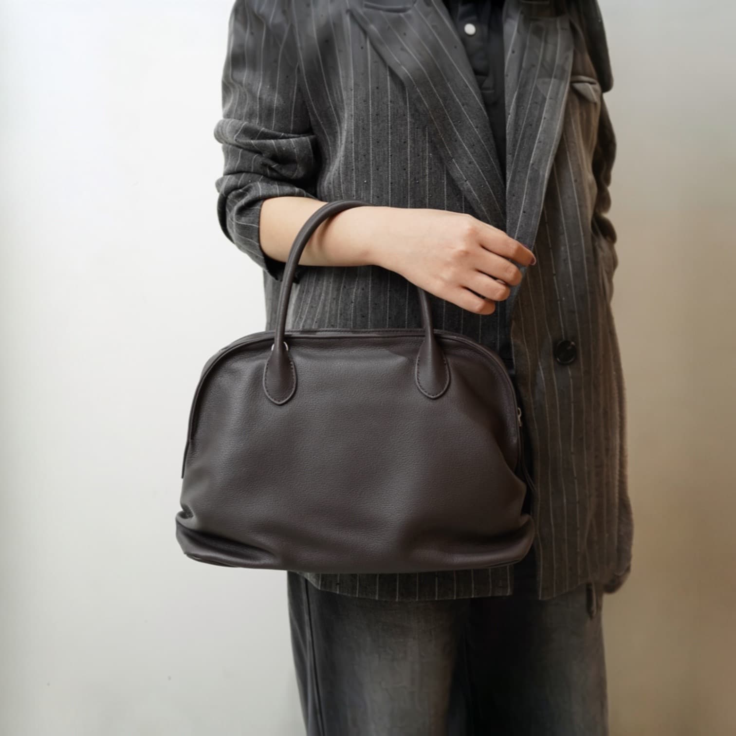 466 本革RZナチュラルバッグ ブラウン A4対応 通勤バッグ　ルビリア