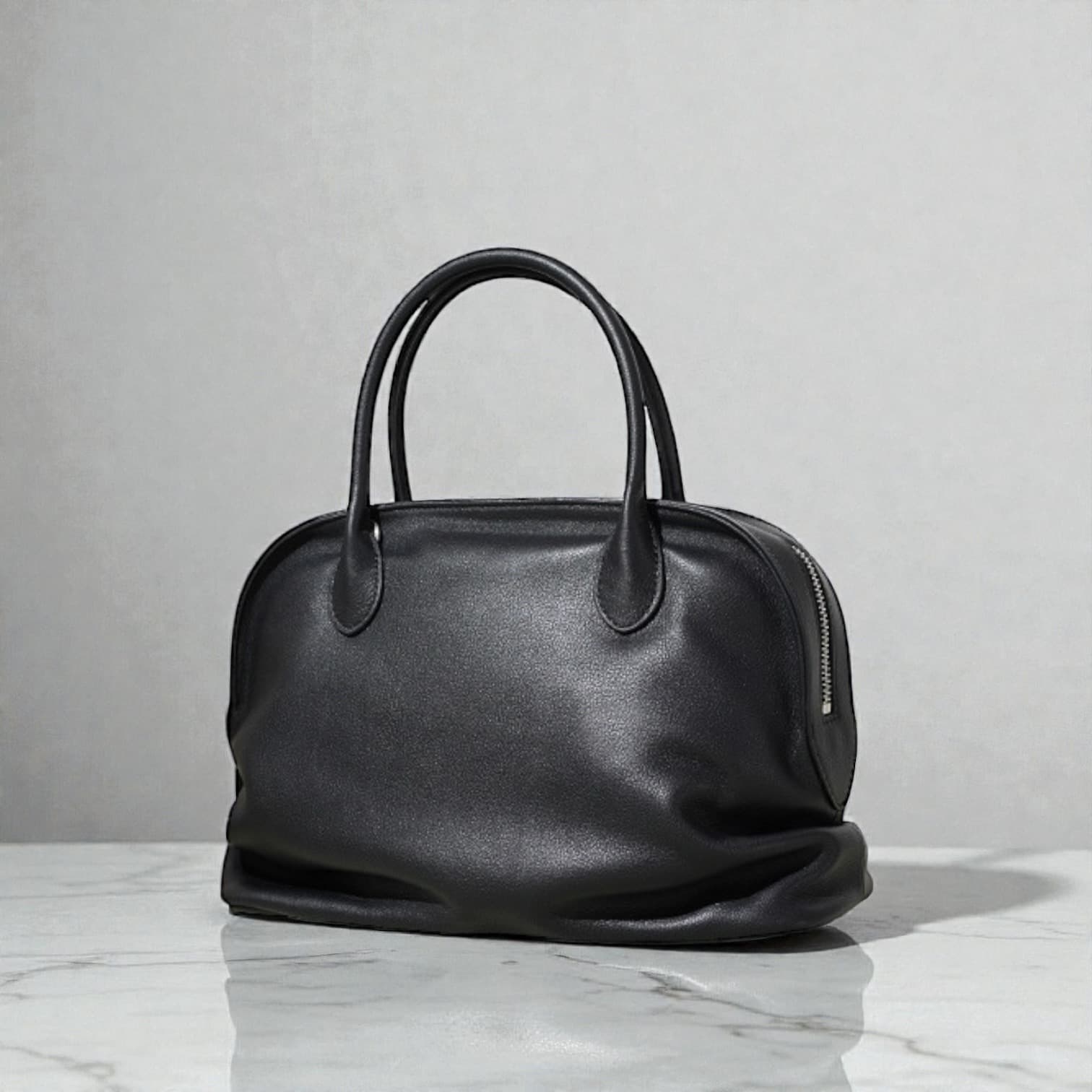 466 本革RZナチュラルバッグ ブラック A4対応 通勤バッグ　ルビリア