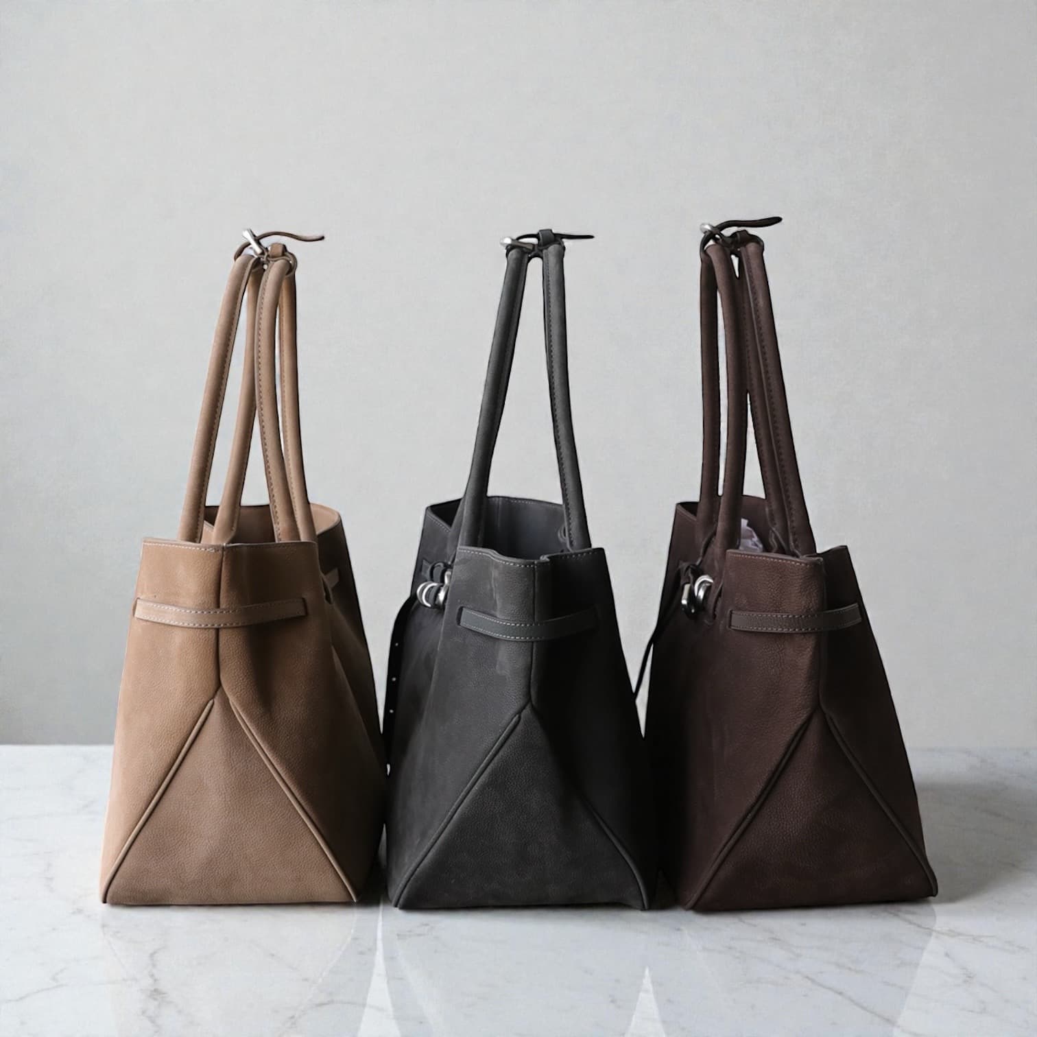 538 鹿革RBバッグ BEIGE・GRAY・MOCHA｜A4収納・軽量0.5kg・上質ディアレザー　ルビリア