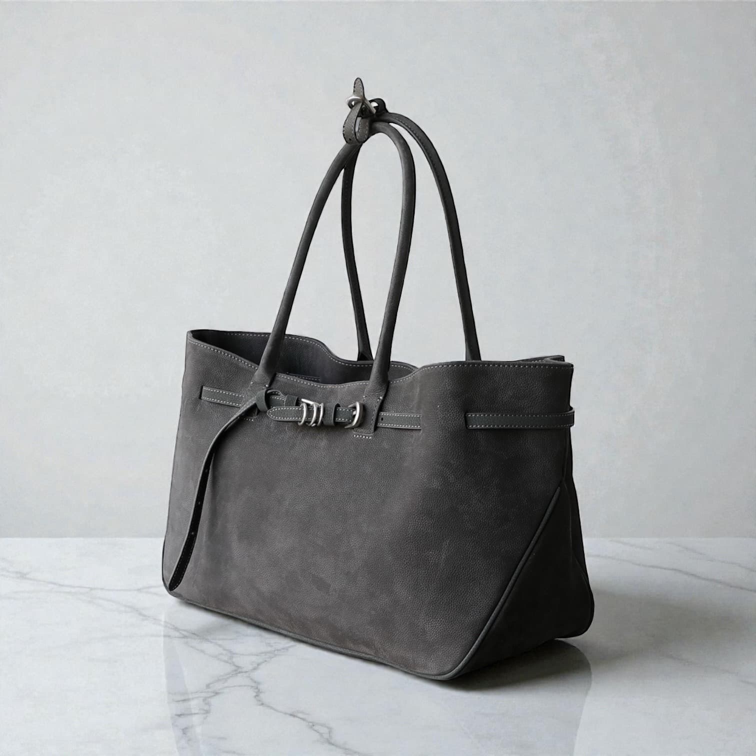 538 鹿革RBバッグ GRAY｜A4収納・軽量0.5kg・上質ディアレザー　ルビリア