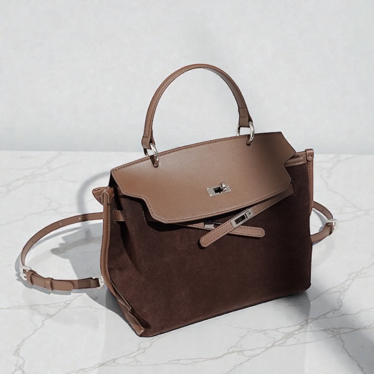 536 本革HBフラップ3WAYバッグ BROWN｜上品に背負える大人バックパック　ルビリア