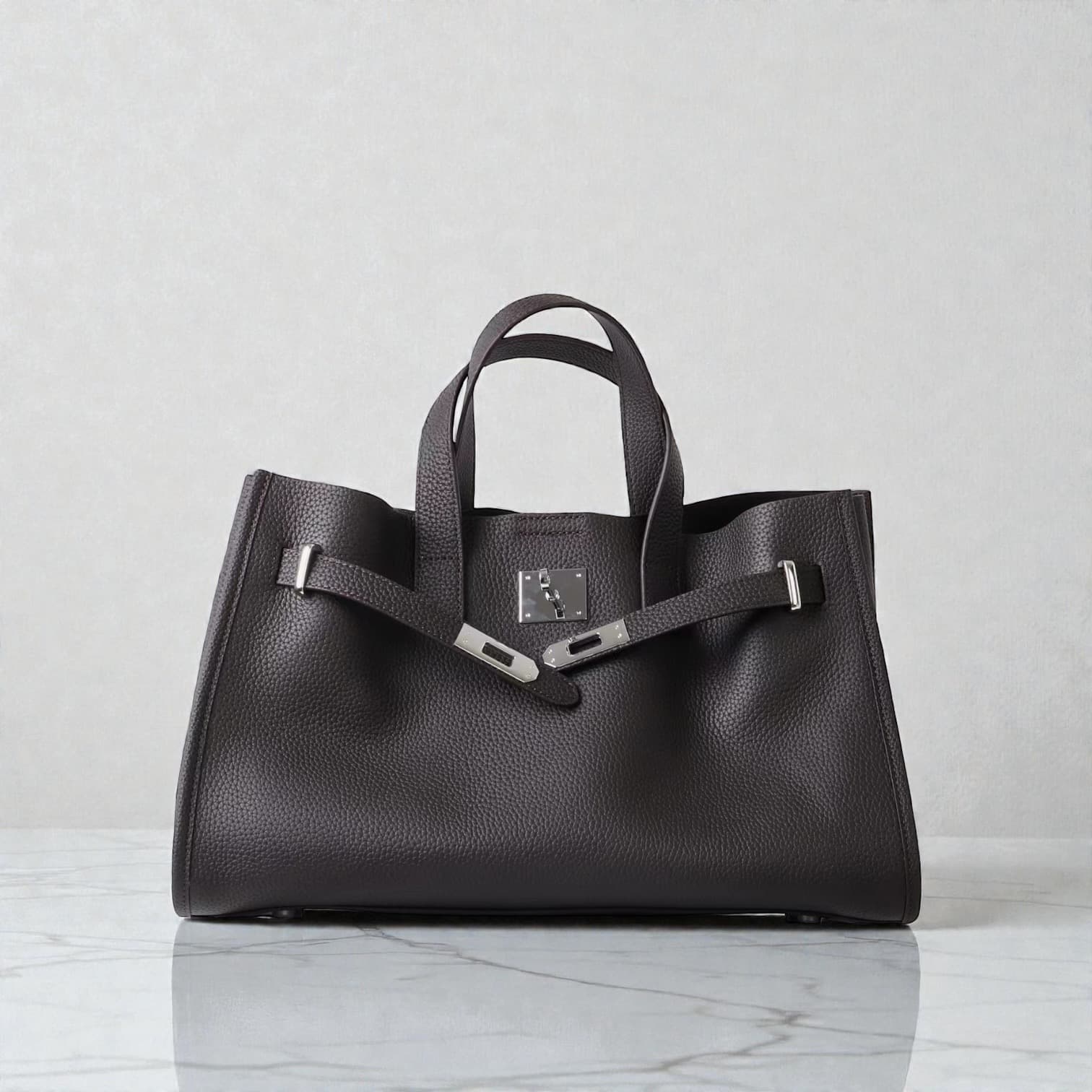 550 本革FBラージバッグ チャコール｜A4・PC対応の上質レザー通勤バッグ　ルビリア