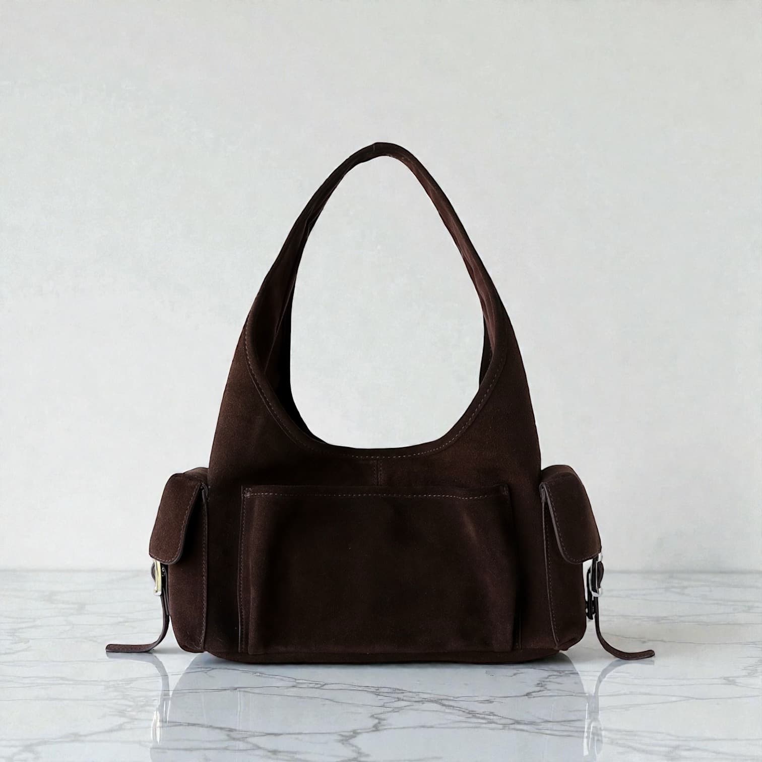 554 本革MPトライアングルバッグ　ブラウン｜多ポケットで出し入れしやすいワンハンドル　ルビリア