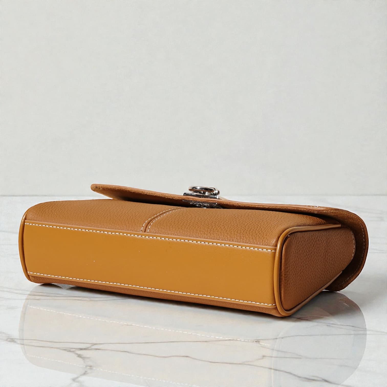 574 本革TOPハンドルフラップバッグ BROWN｜セレモニーにも使える上品2WAY ルビリア