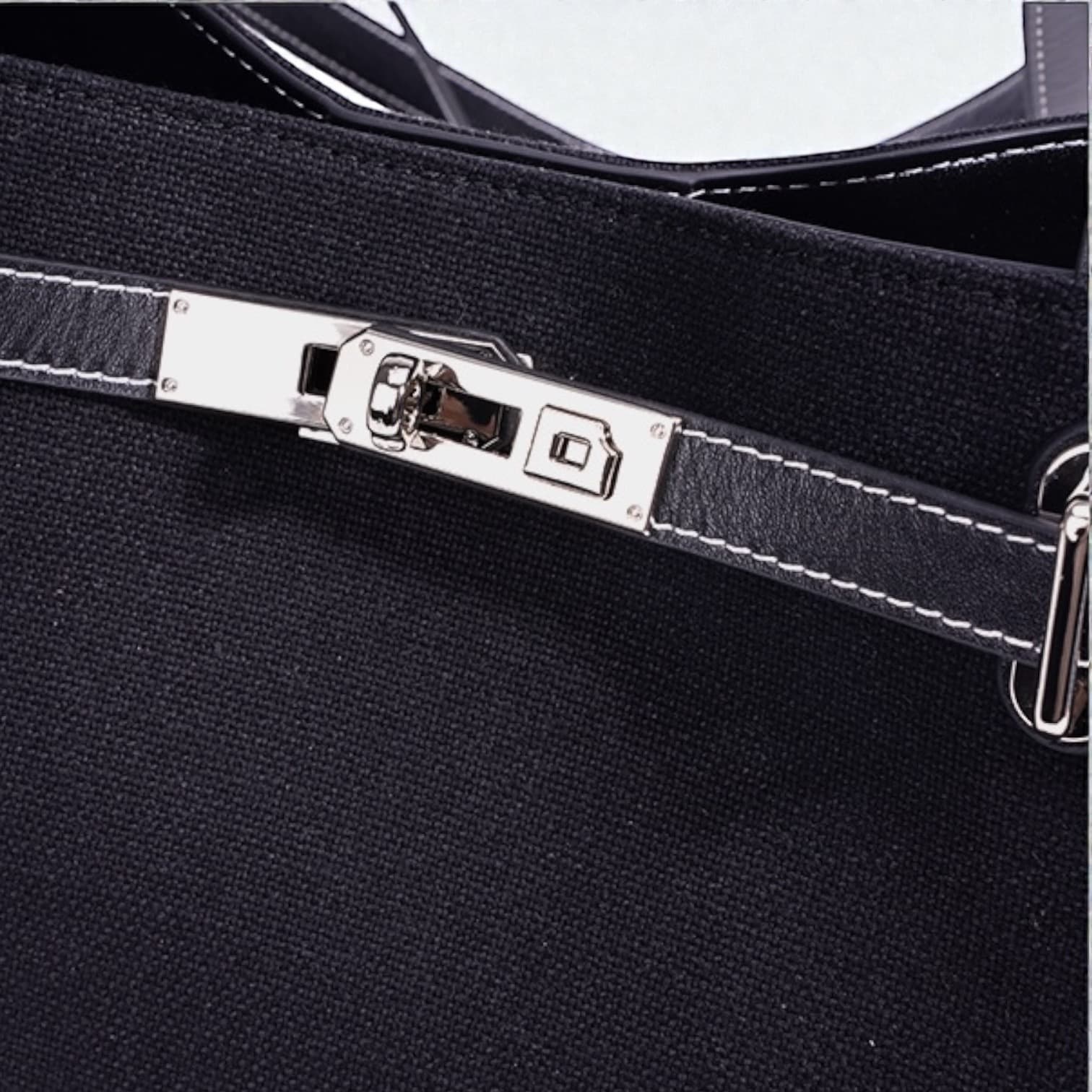 567 HB本革ハンドルFBバッグ BLACK｜キャンバス×牛革で上品にきちんと見え　ルビリア