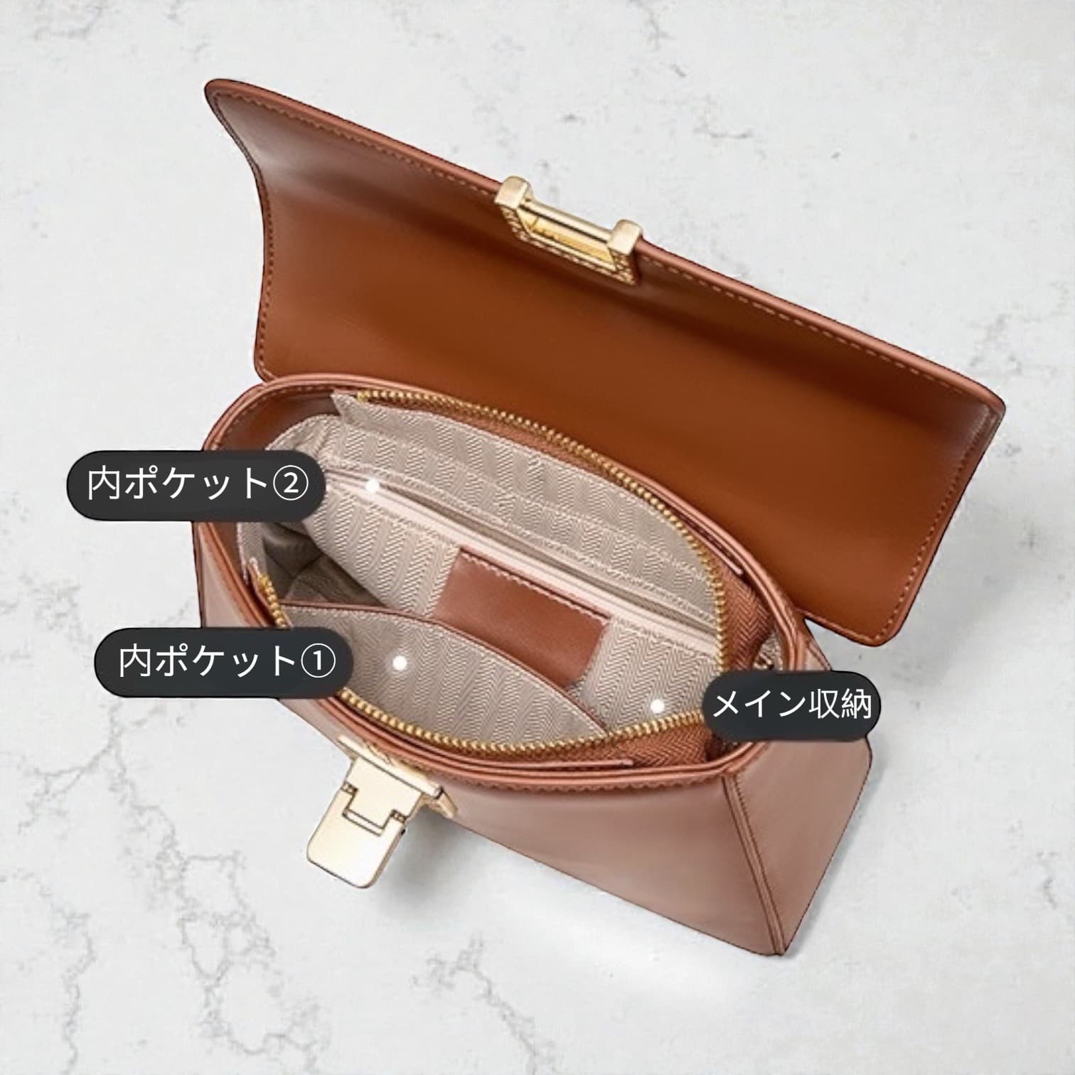 575 牛革クラシカルフラップバッグ