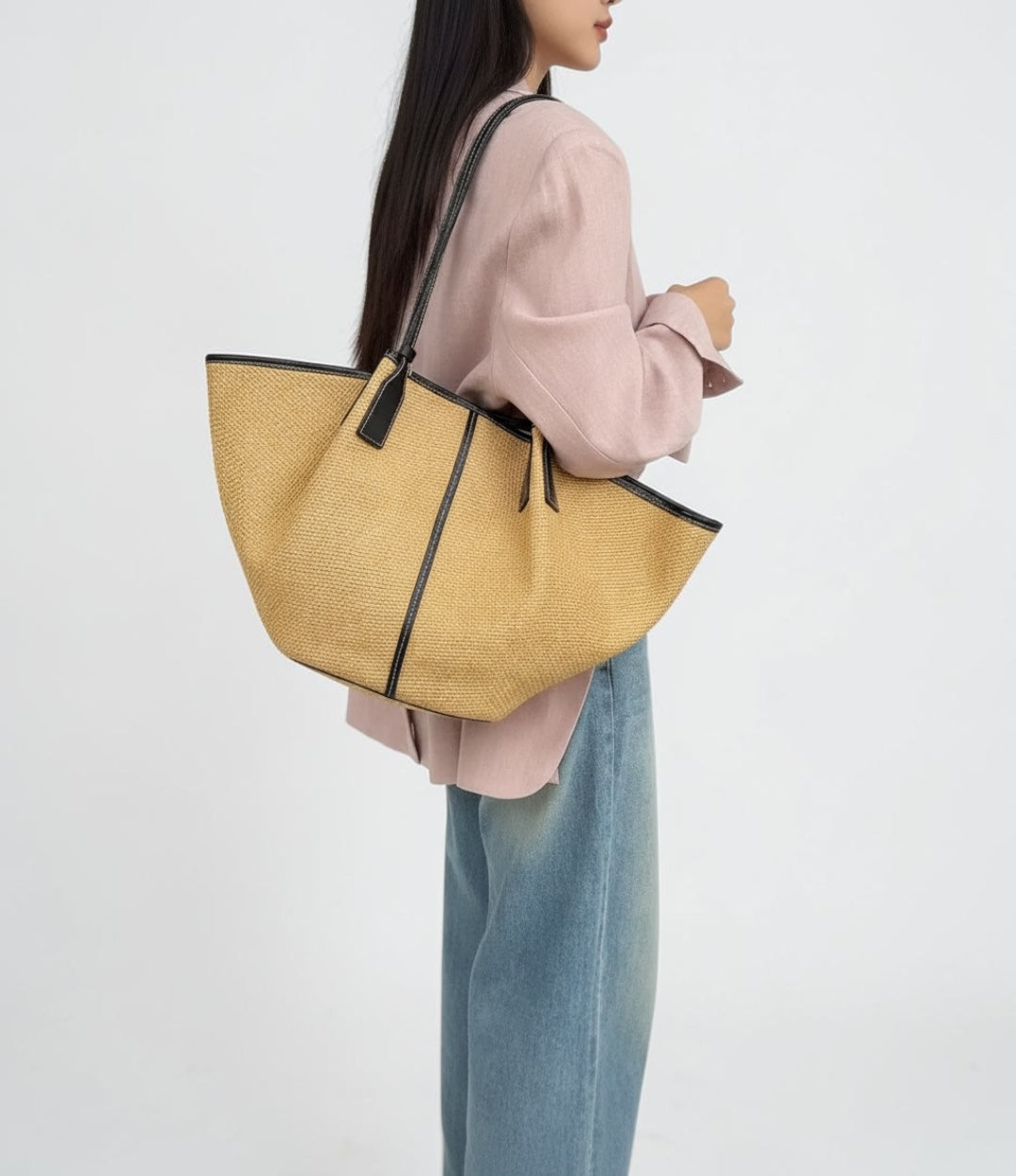 599牛革コンビラージカゴトート