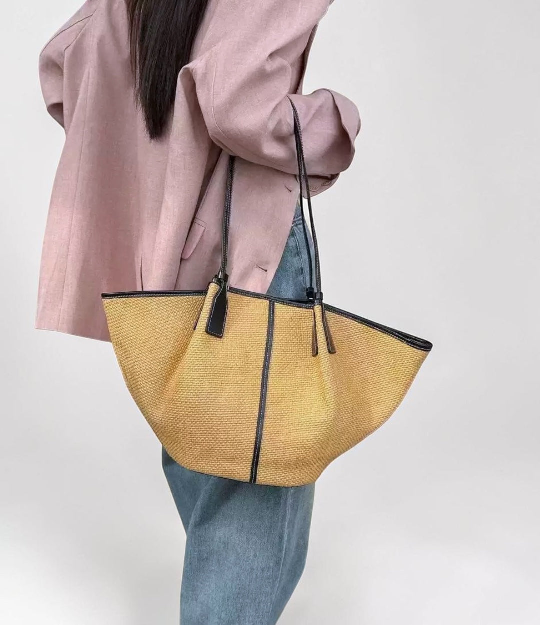 599牛革コンビラージカゴトート