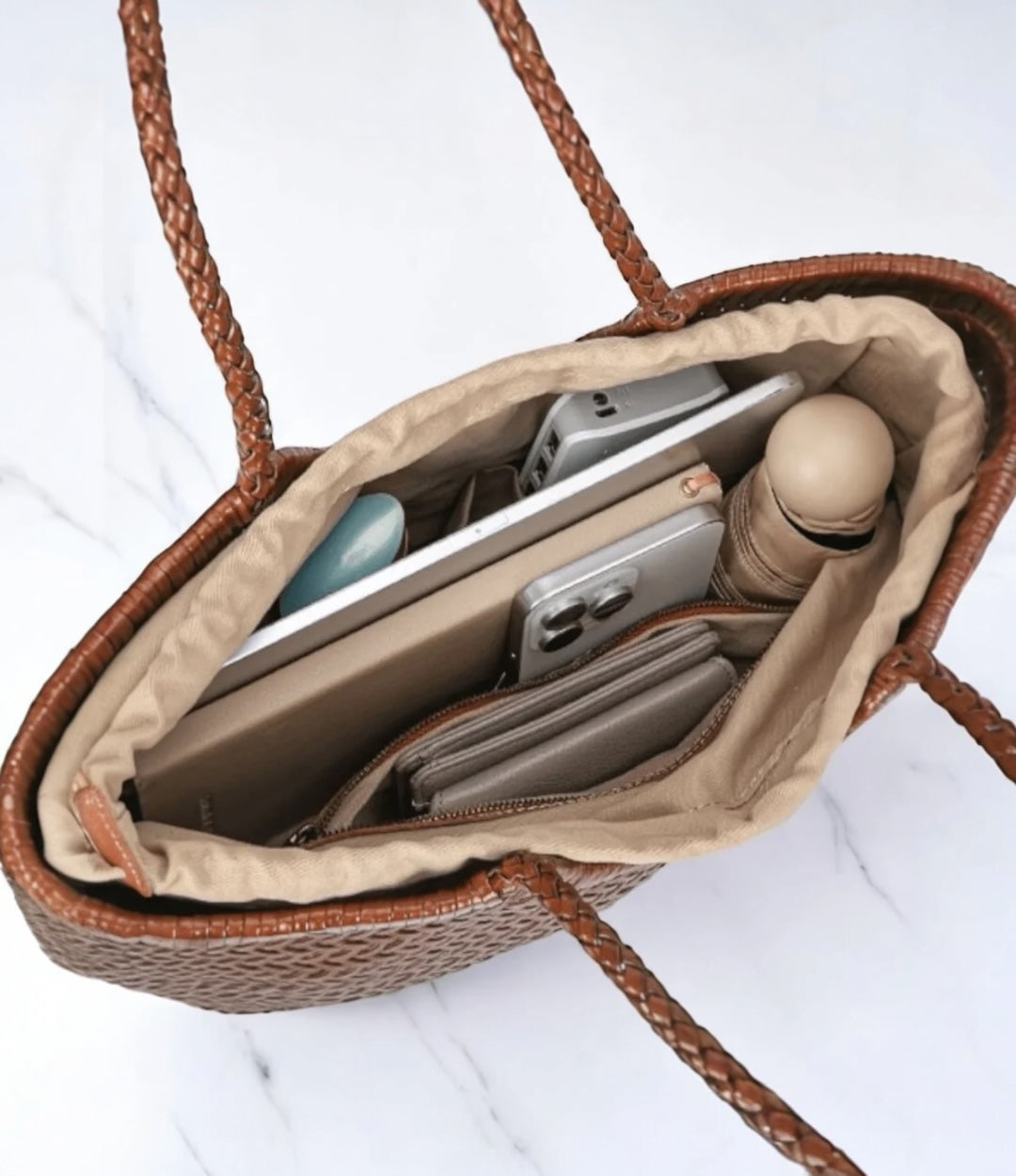 469牛革編み込みレイヤードバッグ