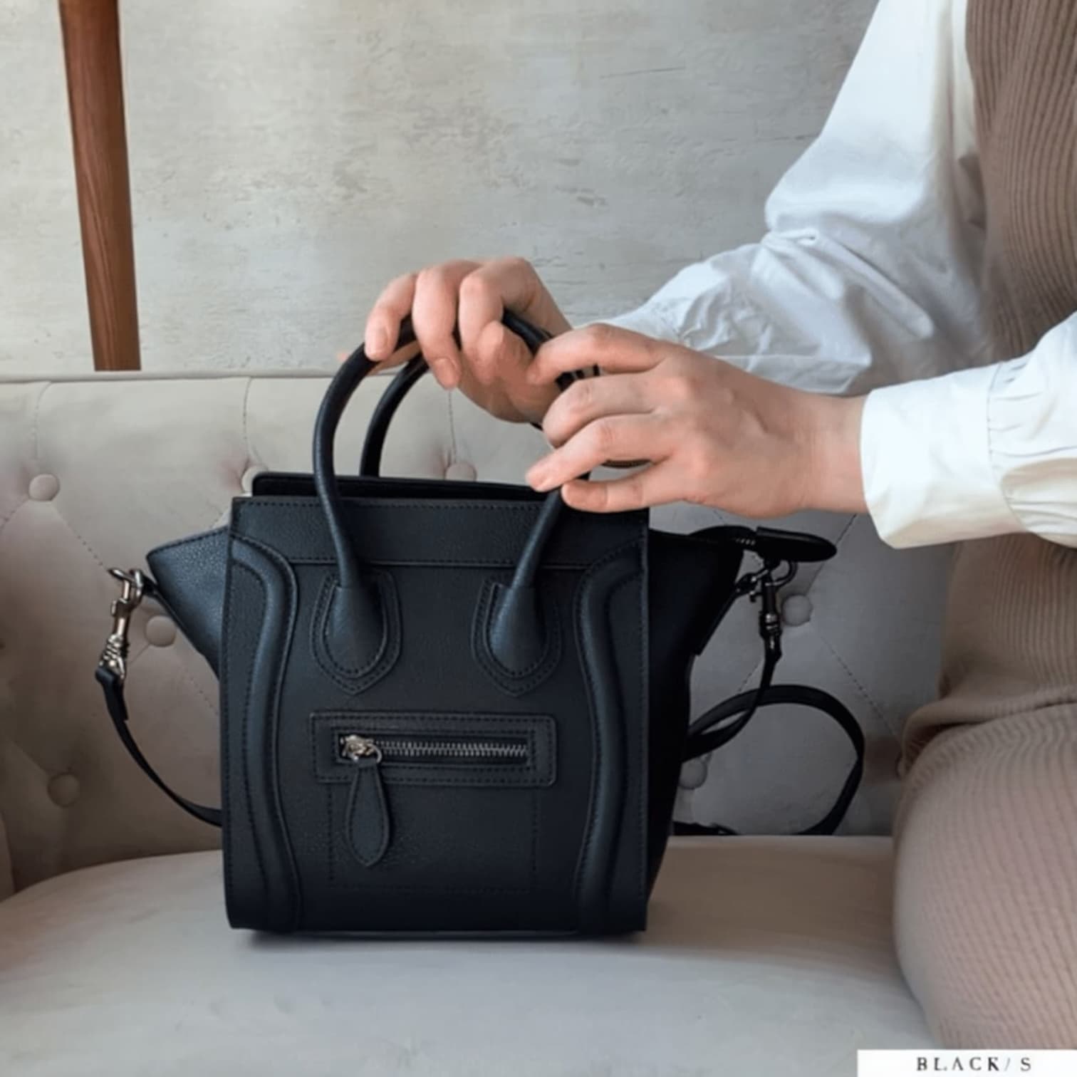 064 本革RGバッグ ブラック / フォーマルにも合う本革ラゲージバッグ　ルビリア