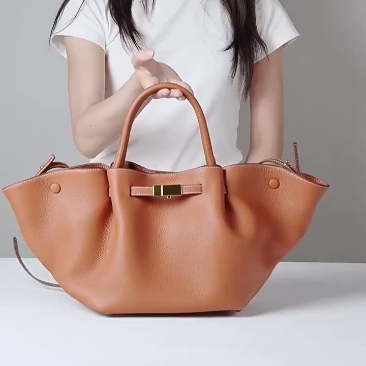 474 本革フロントベルトタックバッグ ブラウン｜A4対応×上質レザー