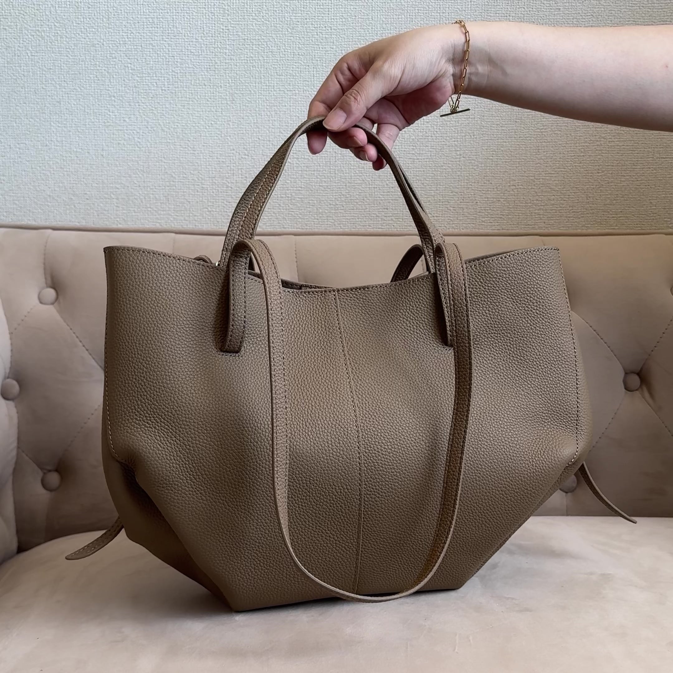 3WAY本革 巾着型バッグ《ルビリア ll451》5色展開 / Wハンドル・ポーチ